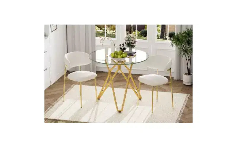 Table à manger minimaliste avec verre trempé, table de cuisine pour 2 à 4 personnes, table peu encombrante pour appartement, petits espaces, salle à manger, or