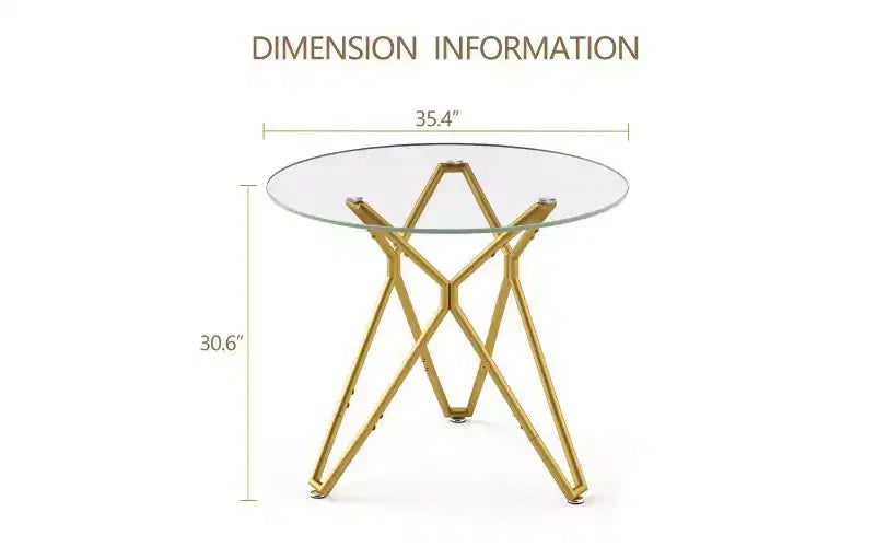 Table à manger minimaliste avec verre trempé, table de cuisine pour 2 à 4 personnes, table peu encombrante pour appartement, petits espaces, salle à manger, or