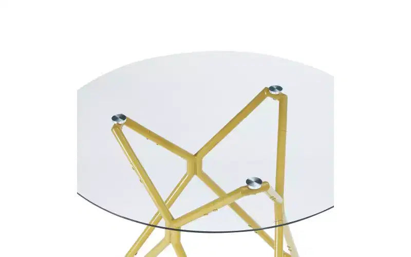 Table à manger minimaliste avec verre trempé, table de cuisine pour 2 à 4 personnes, table peu encombrante pour appartement, petits espaces, salle à manger, or