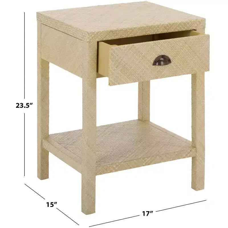 Table d'appoint 1 tiroir 1 étagère, Naturel