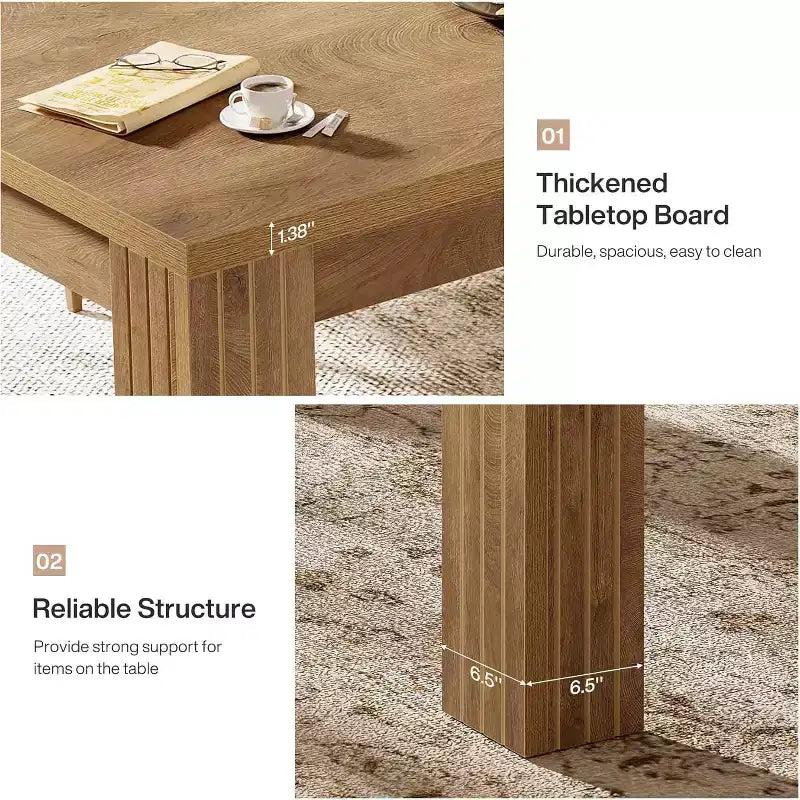 Table de salle à manger de 199,9 cm pour 6 personnes, table de cuisine de style campagnard avec pieds robustes pour salle à manger, cuisine, salon, marron rustique