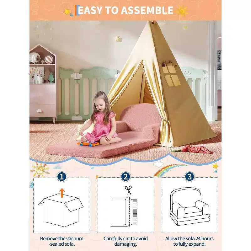 Canapé pliant pour enfants, chaise confortable et transat pour la lecture, la salle de jeux, canapé pour garçons et filles, cadeau d'anniversaire