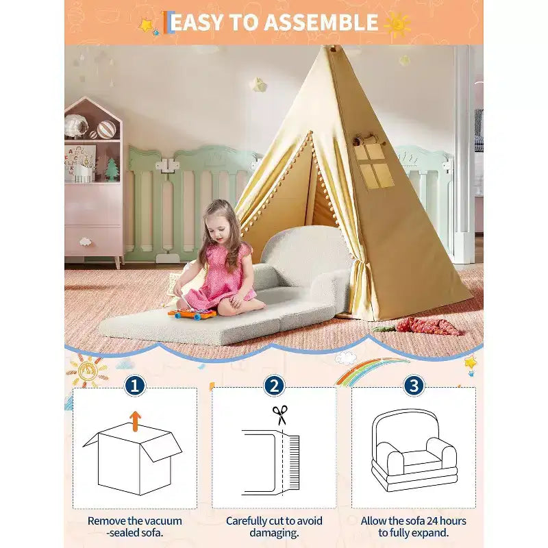Canapé pliant pour enfants, chaise confortable et transat pour la lecture, la salle de jeux, canapé pour garçons et filles, cadeau d'anniversaire