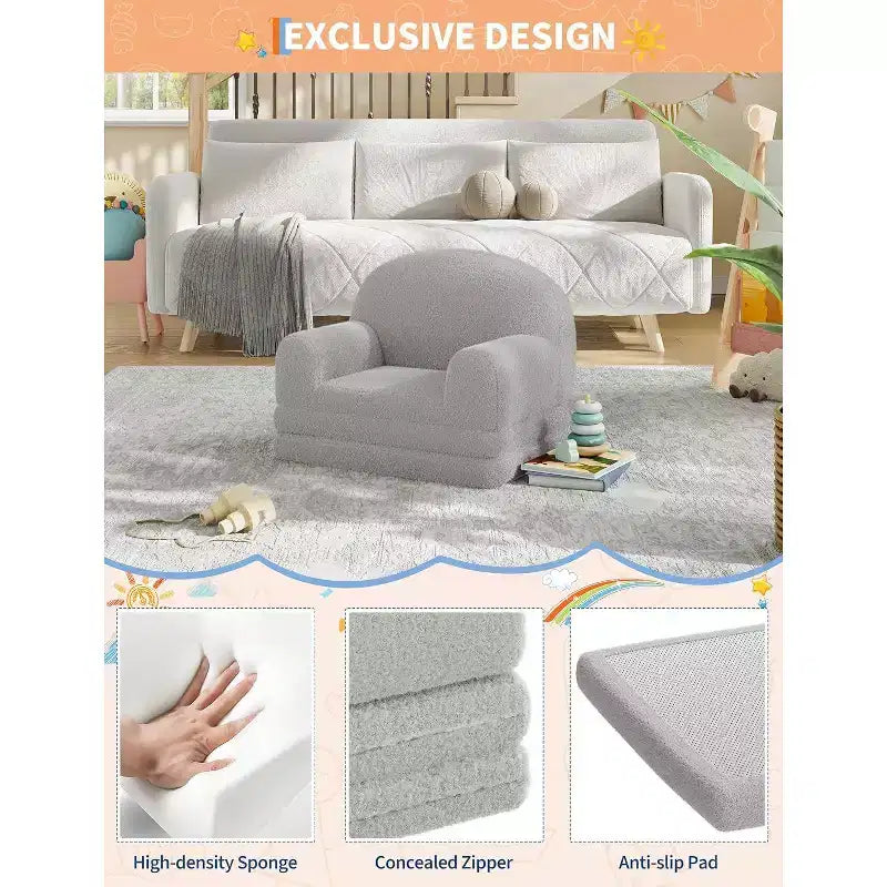 Canapé pliant pour enfants, chaise confortable et transat pour la lecture, la salle de jeux, canapé pour garçons et filles, cadeau d'anniversaire