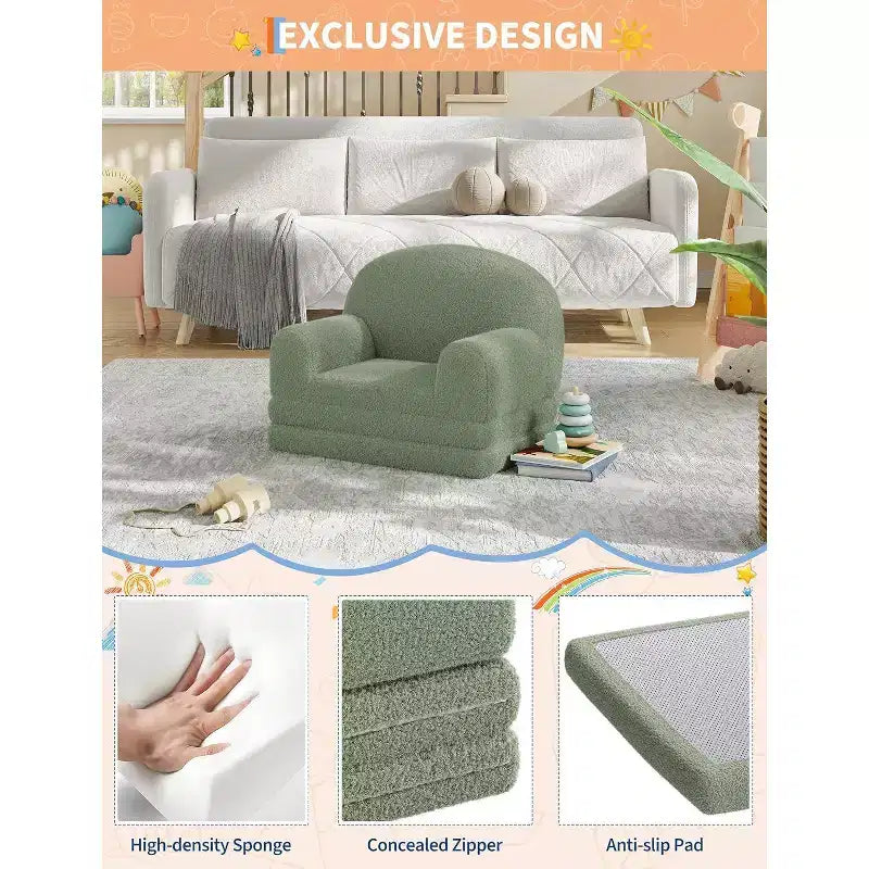 Canapé pliant pour enfants, chaise confortable et transat pour la lecture, la salle de jeux, canapé pour garçons et filles, cadeau d'anniversaire