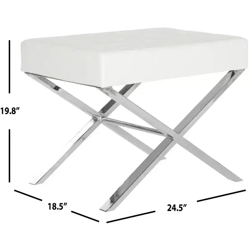 Pouffe moderne et minimaliste en similicuir avec finition chromée