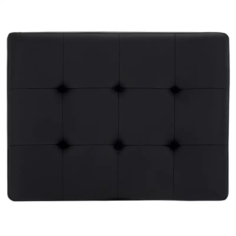 Pouffe moderne et minimaliste en similicuir avec finition chromée