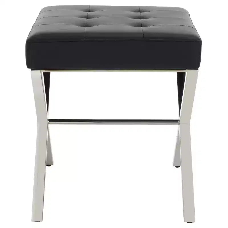 Pouffe moderne et minimaliste en similicuir avec finition chromée
