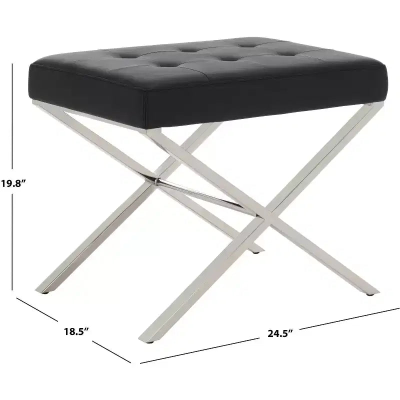 Pouffe moderne et minimaliste en similicuir avec finition chromée