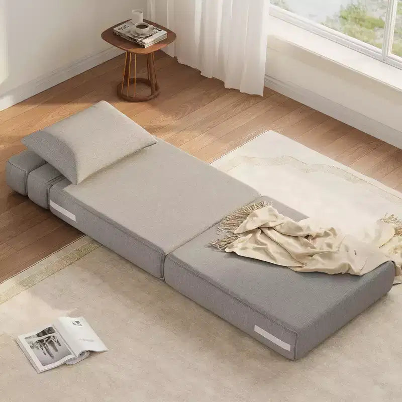 Canapé-lit pliant avec oreiller amélioré, canapé-lit pliant simple et matelas, mousse à mémoire de forme haute densité avec housse en lin, chaise longue