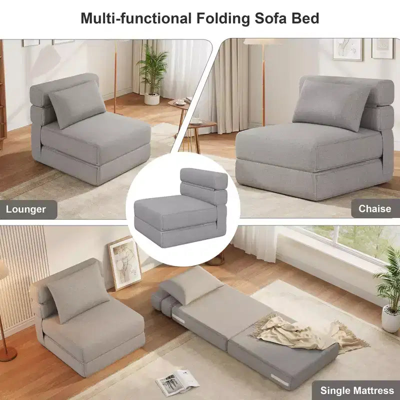 Canapé-lit pliant avec oreiller amélioré, canapé-lit pliant simple et matelas, mousse à mémoire de forme haute densité avec housse en lin, chaise longue