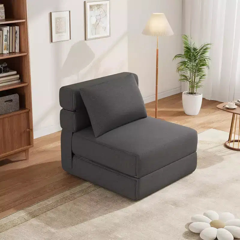 Canapé-lit pliant avec oreiller amélioré, canapé-lit pliant simple et matelas, mousse à mémoire de forme haute densité avec housse en lin, chaise longue
