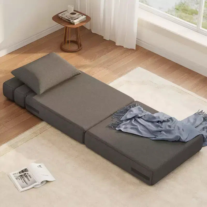 Canapé-lit pliant avec oreiller amélioré, canapé-lit pliant simple et matelas, mousse à mémoire de forme haute densité avec housse en lin, chaise longue