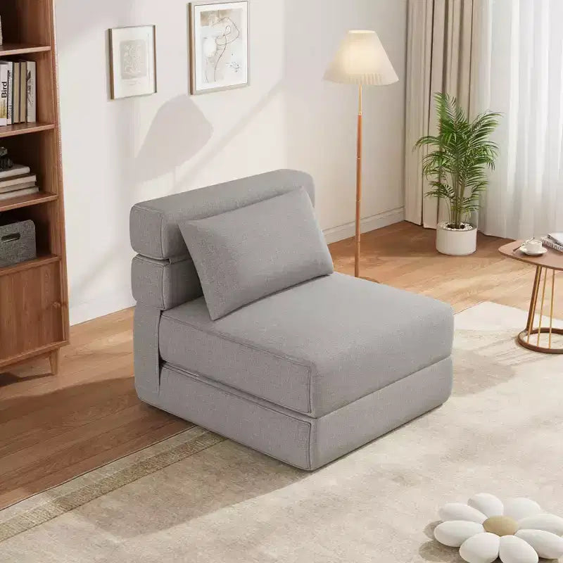 Canapé-lit pliant avec oreiller amélioré, canapé-lit pliant simple et matelas, mousse à mémoire de forme haute densité avec housse en lin, chaise longue