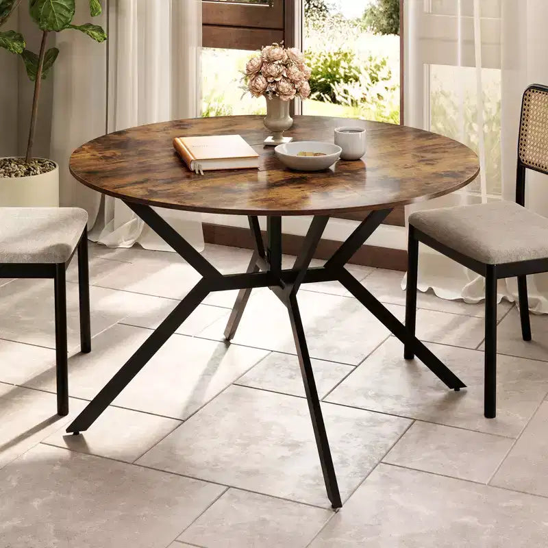 Table à manger pliante de 119,4 cm, table de cuisine ronde extensible avec abattants pour la maison