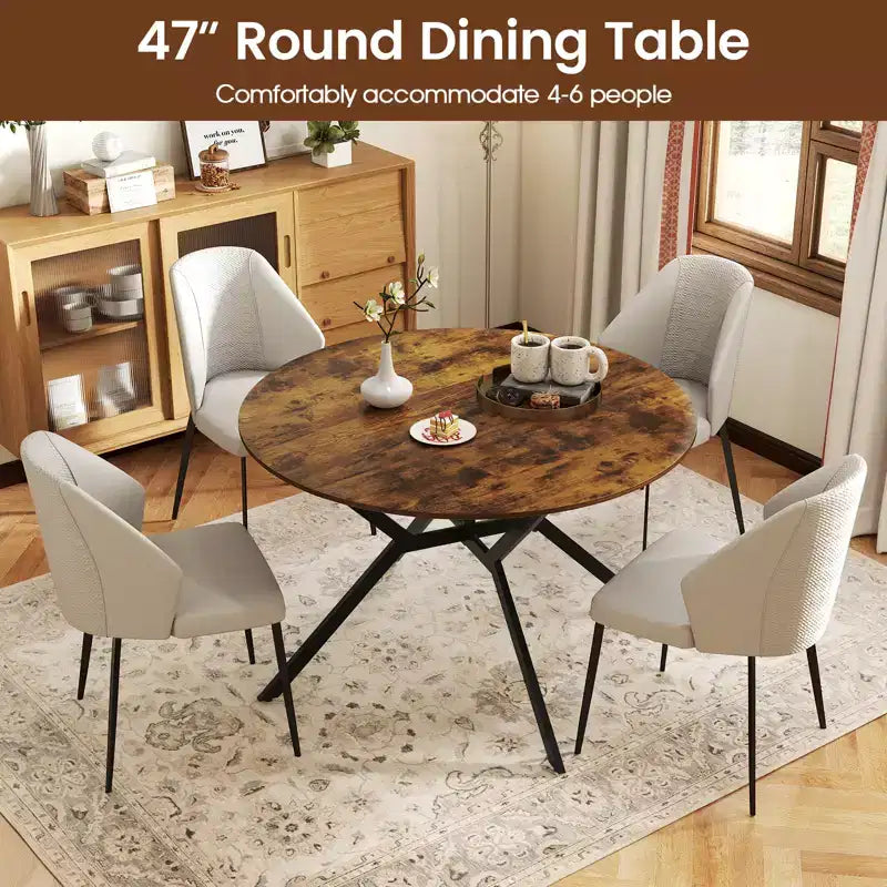 Table à manger pliante de 119,4 cm, table de cuisine ronde extensible avec abattants pour la maison
