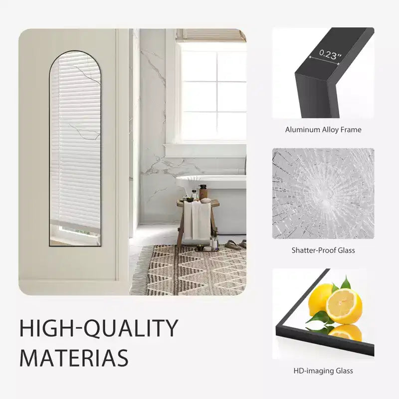Miroir rectangulaire intégral de 56x15 pouces, Miroir plein corps sur pied