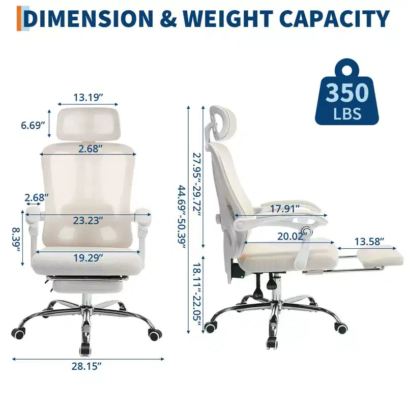 Fauteuil inclinable ergonomique en maille avec repose-pieds, soutien lombaire et appui-tête réglables, pour bureau à domicile ou salle de jeux
