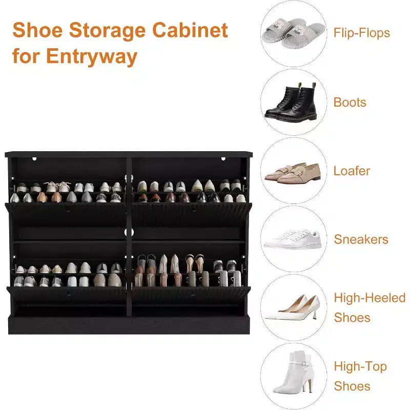 Meuble à chaussures 4 tiroirs avec design cannelé, étagères réglables et amovibles, organiseur autonome étroit pour entrée pour chaussures et petits objets