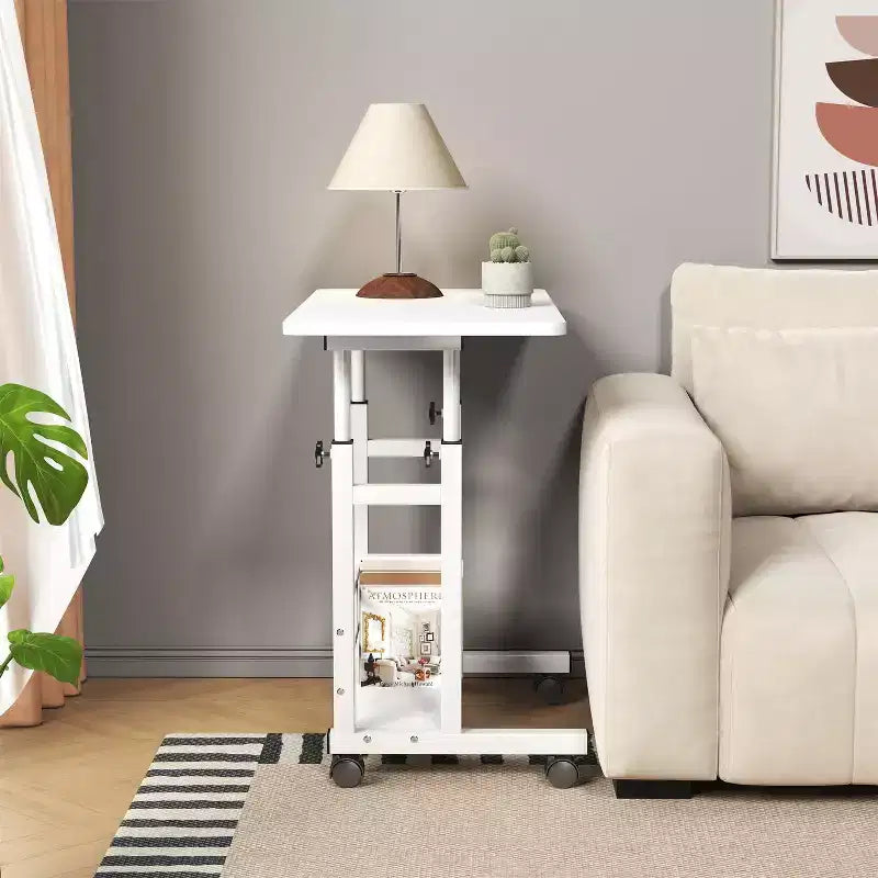 Bureau mobile réglable en hauteur pour ordinateur portable avec roulettes 31,5x15,75 pouces, poste de travail pour bureau à domicile (hauteur 27,16-35,43)