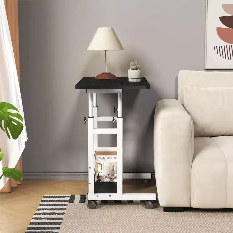 Bureau mobile réglable en hauteur pour ordinateur portable avec roulettes 31,5x15,75 pouces, poste de travail pour bureau à domicile (hauteur 27,16-35,43)