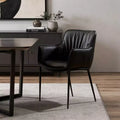 Fauteuil de salle à manger en similicuir noir et acier