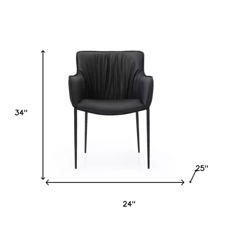 Fauteuil de salle à manger en similicuir noir et acier