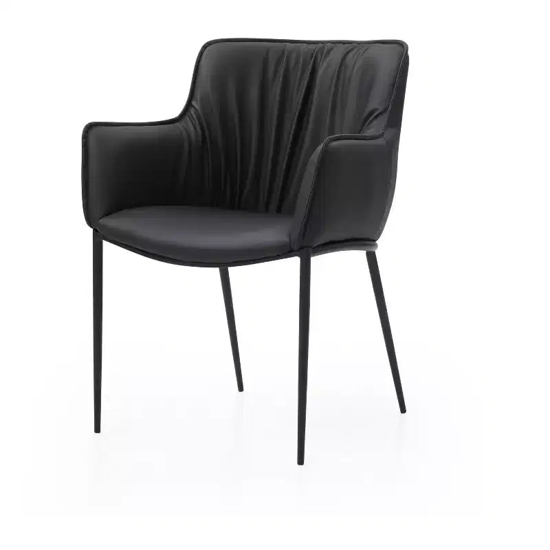 Fauteuil de salle à manger en similicuir noir et acier