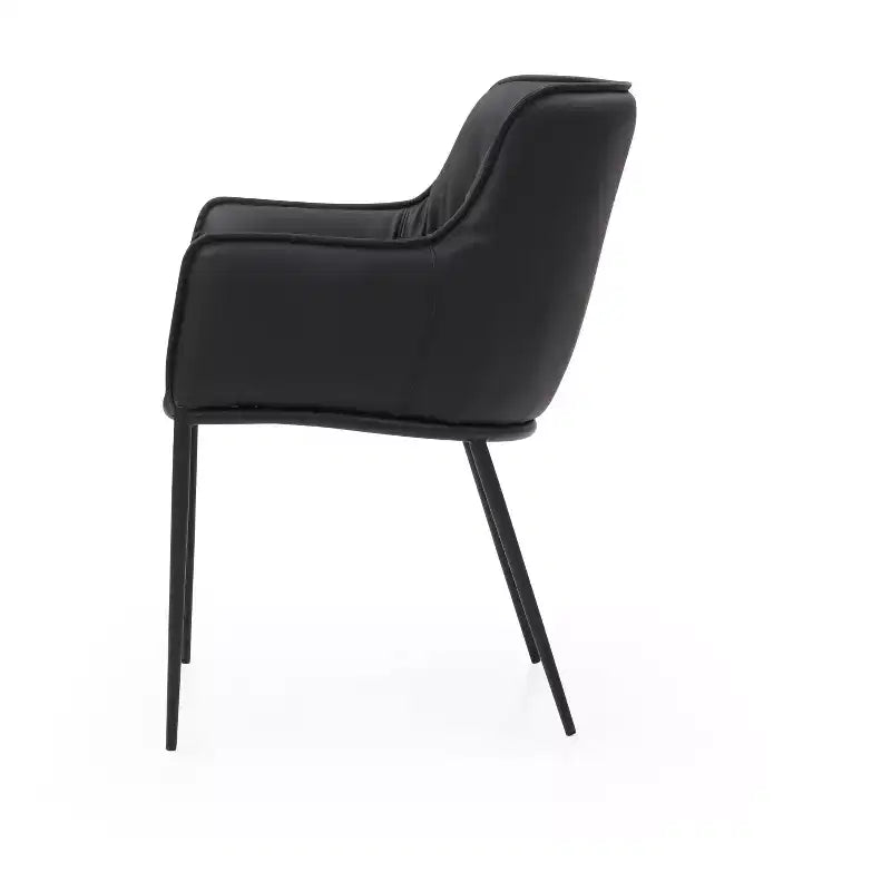 Fauteuil de salle à manger en similicuir noir et acier