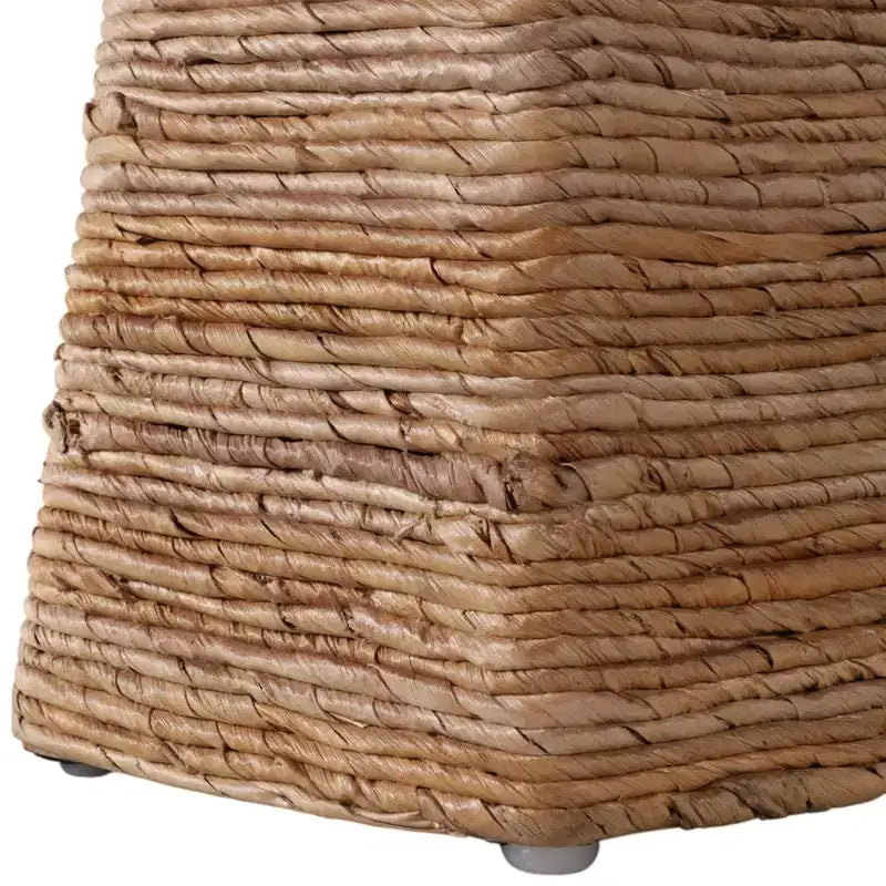 Table d'appoint tissée avec plateau en pierre pour petits espaces - Table d'appoint unique naturelle pour la décoration de chambre ou le style de salon - 20, beige et ivoire