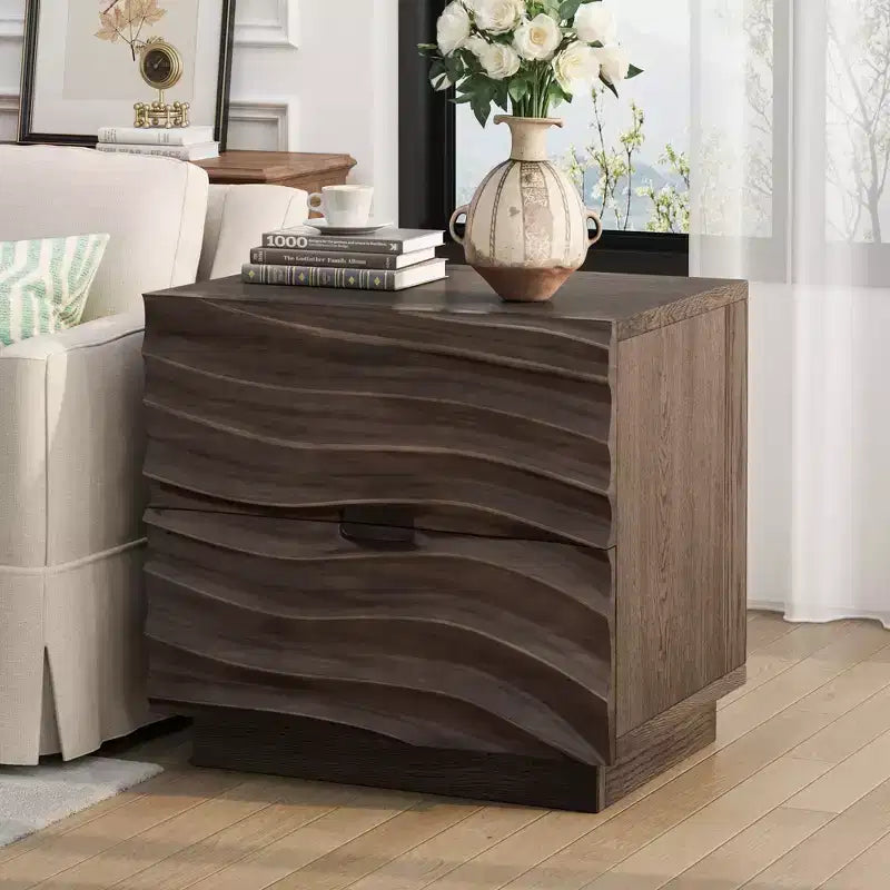 Tables de chevet modernes en bois avec 2 tiroirs