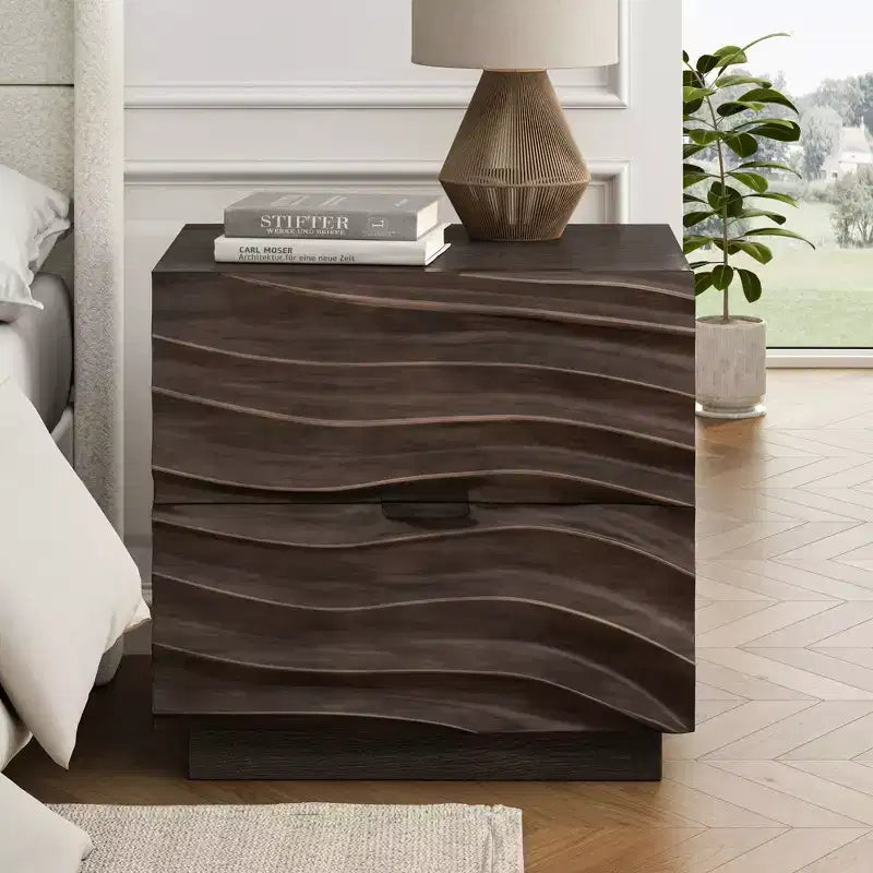 Tables de chevet modernes en bois avec 2 tiroirs