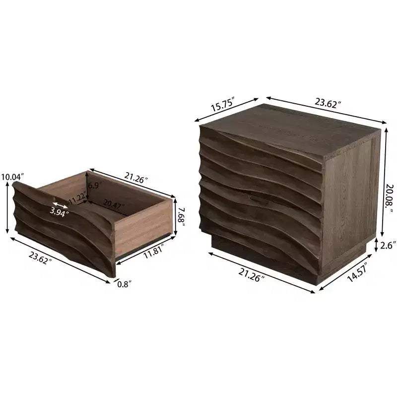 Tables de chevet modernes en bois avec 2 tiroirs