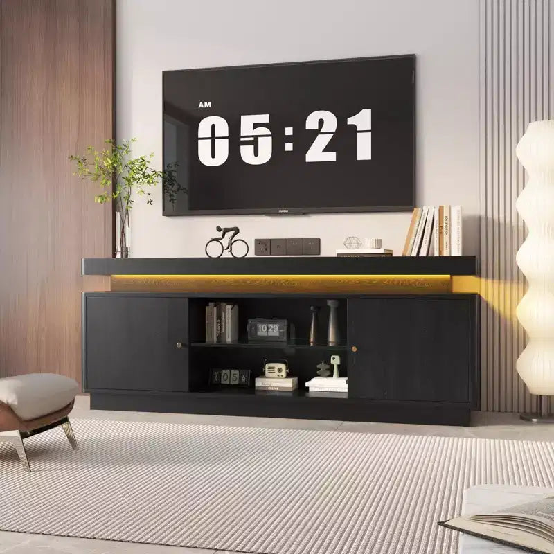 Meuble TV 2 Portes - Console Multimédia Polyvalente pour Salon, Meuble TV Moderne et Durable, Meuble TV Élégant pour Maison Moderne, Noyer