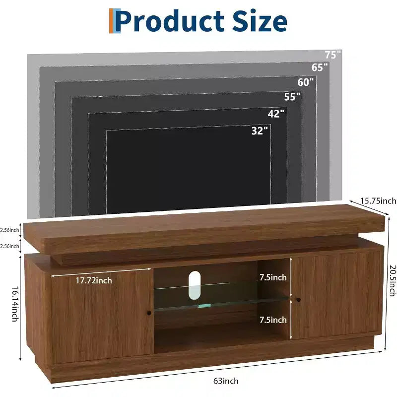 Meuble TV 2 Portes - Console Multimédia Polyvalente pour Salon, Meuble TV Moderne et Durable, Meuble TV Élégant pour Maison Moderne, Noyer