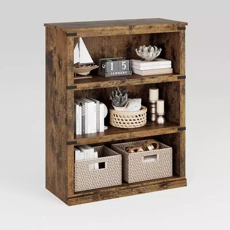 Étagère de ferme à 3 niveaux, bibliothèque de 171 cm de haut avec rangement, bibliothèques en bois à 5 étagères pour la maison et le bureau