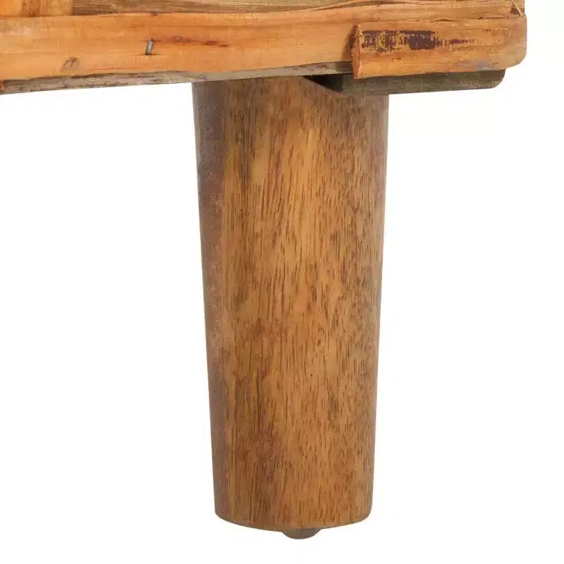 Banc capitonné avec cadre en manguier et rotin, blanc et marron