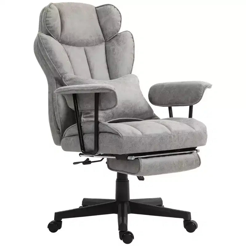 Fauteuil de bureau de direction de 180 kg, grand et haut avec repose-pieds, soutien lombaire et fonction d'inclinaison.