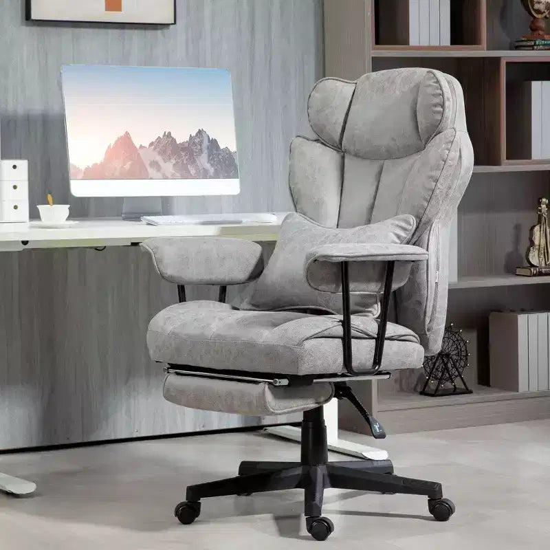 Fauteuil de bureau de direction de 180 kg, grand et haut avec repose-pieds, soutien lombaire et fonction d'inclinaison.
