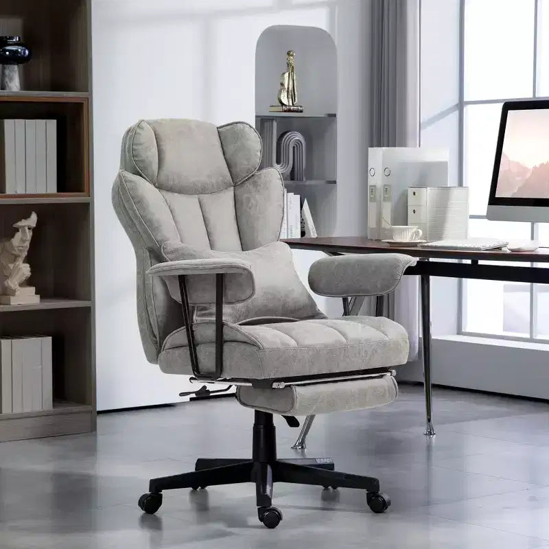 Fauteuil de bureau de direction de 180 kg, grand et haut avec repose-pieds, soutien lombaire et fonction d'inclinaison.