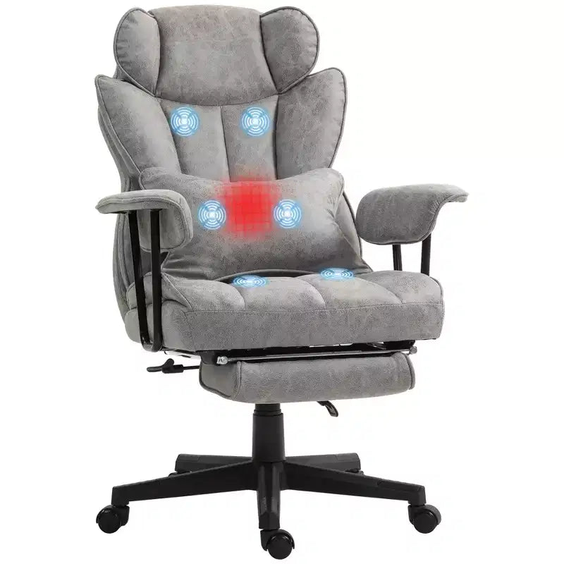 Fauteuil de bureau de direction de 180 kg, grand et haut avec repose-pieds, soutien lombaire et fonction d'inclinaison.